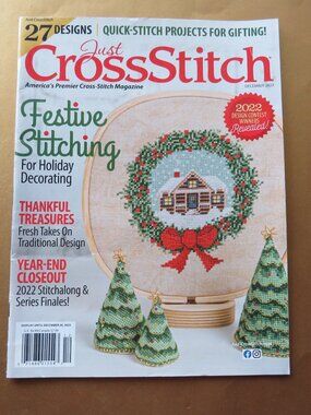 Just Cross Stitch Magazine Festive Stitching Holiday Decoration December 2022
